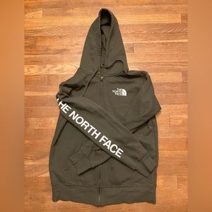 Green North Face zip-up hoodie size small